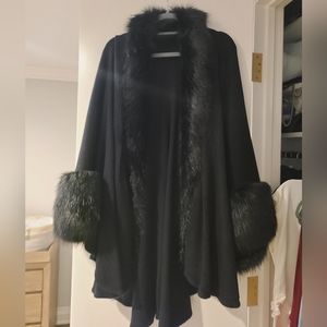Black faux fur shawl